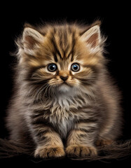 Naklejka na ściany i meble Adorable Realistic Kitten. Fluffy Cute Cat. Logo, Image, Animal. Generative AI