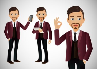 Office worker with different poses