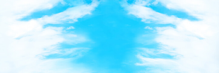 Bright blue sky with white clouds banner background