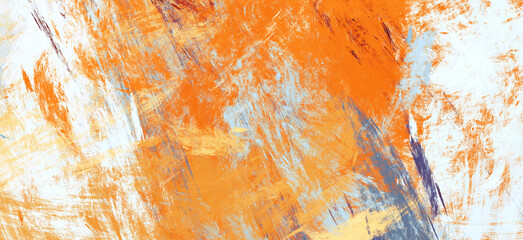 Bright artistic splashes. Abstract painting orange texture. Modern paint pattern. Dynamic background. Fractal artwork for creative graphic design.