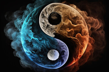 illustration of yin yang. - obrazy, fototapety, plakaty