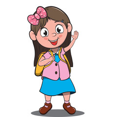 Niña alegre saludando.