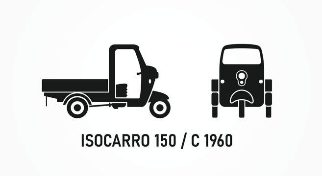 Three wheeler. Rick Shaw Sign. Taxi or parking logo. Tuk tuk. Minimalist design. Vector Illustration.