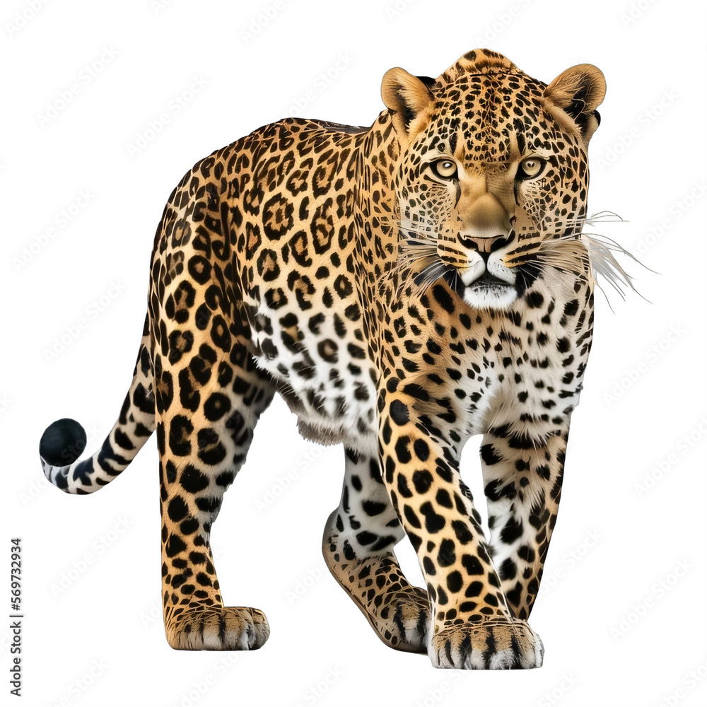 Wall mural leopard on a transparent background png isolated generative ai