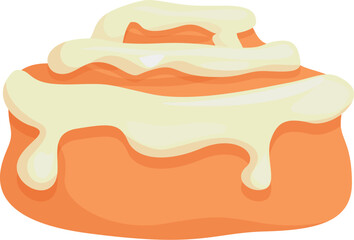Organic cinnamon roll bun icon cartoon vector. Pastry food. Sweet cake