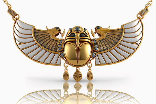 colar de ouro egipcio escaravelho dourado 