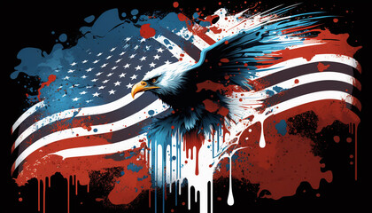 Patriotic Eagle against the American Flag, Memorial Day, Proud Patriot, Red White and Blue, Freedom, Veterans Day, Troops and Military, Independence