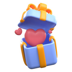3d rendering LOVE IN OPENED GIFT valentine icon