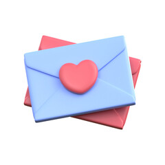 3d rendering love mail valentine icon
