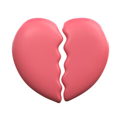 3d rendering HEART BREAK VALENTINE ICON