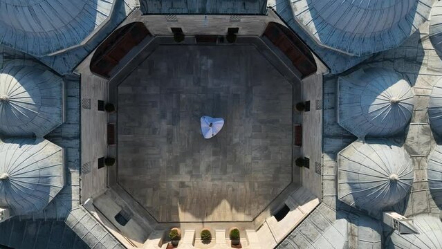 Sufi Whirling Dervish Drone Video, Fatih Istanbul, Turkey