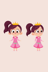 Ilustración infantil digital de princesa para fiestas o actividades infantiles.