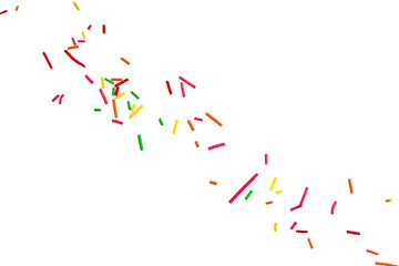 Bright sprinkles on white background. Decoration for donuts