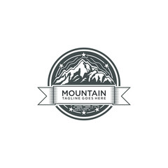 Obraz premium mountain logo design, vector illustration with luxury badge