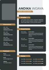 curriculum vitae design template A4 size design black paper