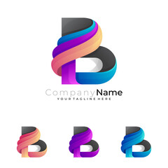 Set B logo with modern design vector, 3d colorful