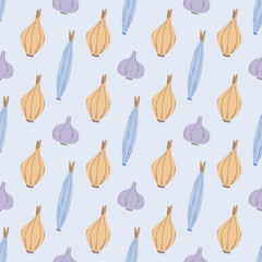 Seamless pattern with onion. Healthy food. Vitamin