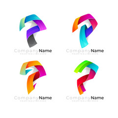 Modern letter P logo and colorful design vector, 3d