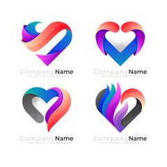 Charity logo with love design community, 3d colorful