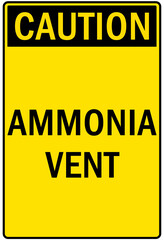 Ammonia sign and labels ammonia vent
