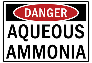 Ammonia sign and labels aqueous ammonia