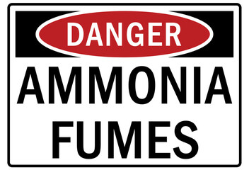 Ammonia sign and labels ammonia fumes