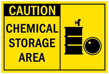 Chemical storage areasign and labels