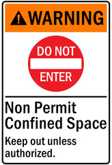 Confined space sign and labels non permit confined space, keep out unless authorized