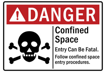 Confined space sign and labels entry can be fatal. Follow confined space entry procedures