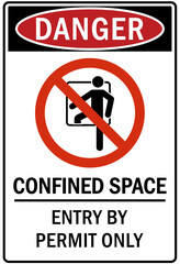 Confined space sign and labels entry by permit only