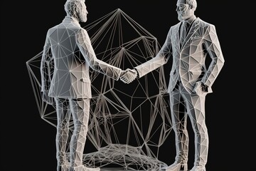 Unlock Financial Success with a Strong Business Handshake: Invest in the Stock Market for Prosperity and Growth - Low Poly