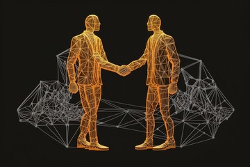 Unlock Financial Success with a Strong Business Handshake: Invest in the Stock Market for Prosperity and Growth - Low Poly