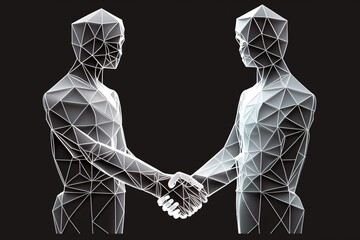 Unlock Financial Success with a Strong Business Handshake: Invest in the Stock Market for Prosperity and Growth - Low Poly