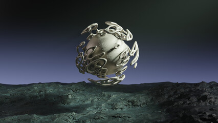 3d render of a abstract planet, very high resolution image, 7680x 4320 px.