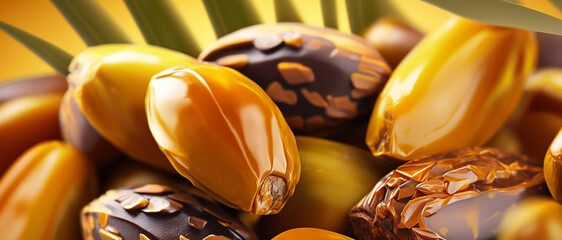 Close-Up of Tropical Date Fruit Background. A detailed close-up view of a background featuring succulent tropical date fruits.