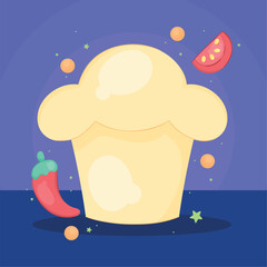 chef hat with vegetables