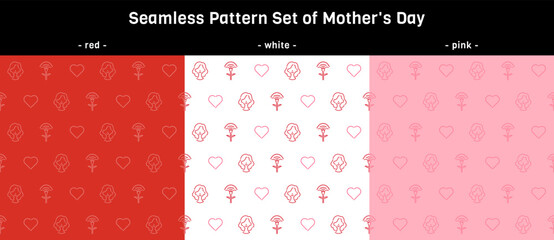 母の日向け　シンプルなアイコンのシームレスパターン　3色セット