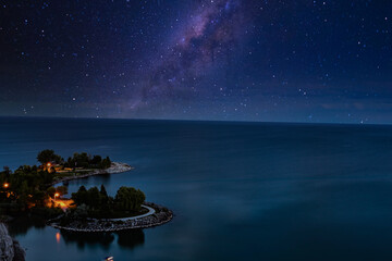 sky, sea, night, water, landscape, clouds, sunset, ocean, nature, blue, aurora, beach, sun, moon, northern lights, light, northern, sunrise, lake, reflection, star, dusk, lights, island, space