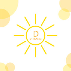 Vitamin D capsule icon. Sun symbol of vitamin D. Vector illustration.