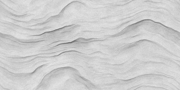 Seamless closeup of windswept sand dunes and ripples. White sandy beach background texture transparent overlay. Boho summer vacation backdrop Grayscale displacement, bump or height map 3D rendering.