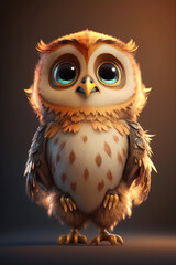 Naklejka premium Cute Owl. Generative AI