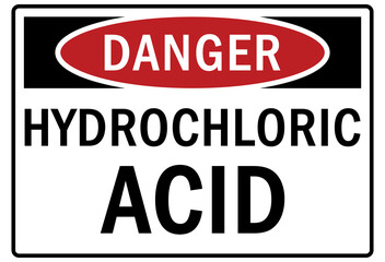 Hydrochloric acid sign and labels