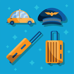 suitcases and pilot hat © Gstudio