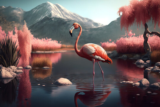 Desktop Wallpaper Pink Big Bird Flamingo Hd Image Picture Background  Agnywp