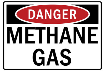 Methane sign and labels methane gas