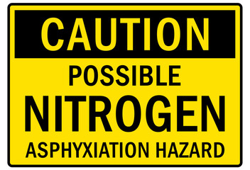 Nitrogen sign and labels possible nitrogen azphyxiation hazard