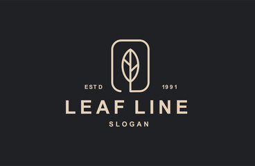 Leaf Logo design template vector linear style.