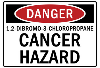 Propane warning sign and labels 1,2 dibromo 3 chloropropane cancer hazard