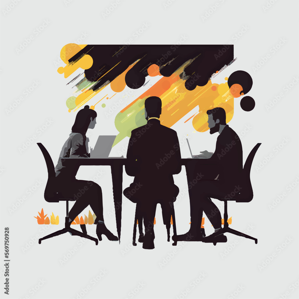 Wall mural business people illustration having a business meeting. isolated.