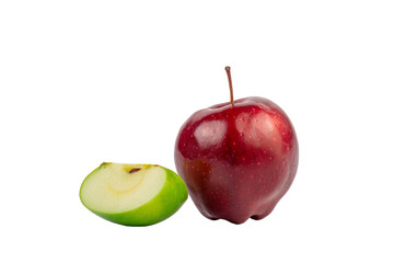 Fresh green apples and red apples isolated on transparent background